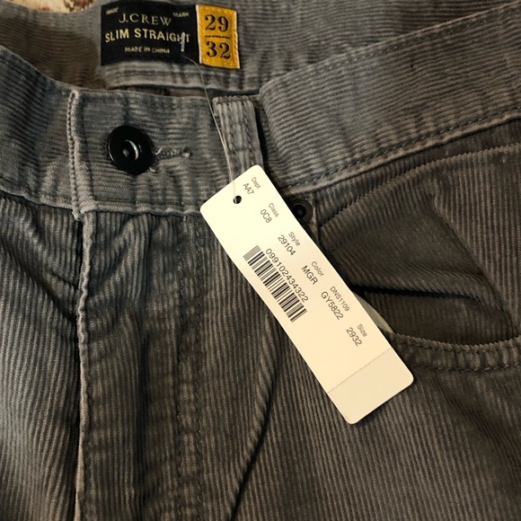 J. Crew Slim Straight Corduroy Grey Pants Men's Style 29104 NWT - Picture 6 of 8
